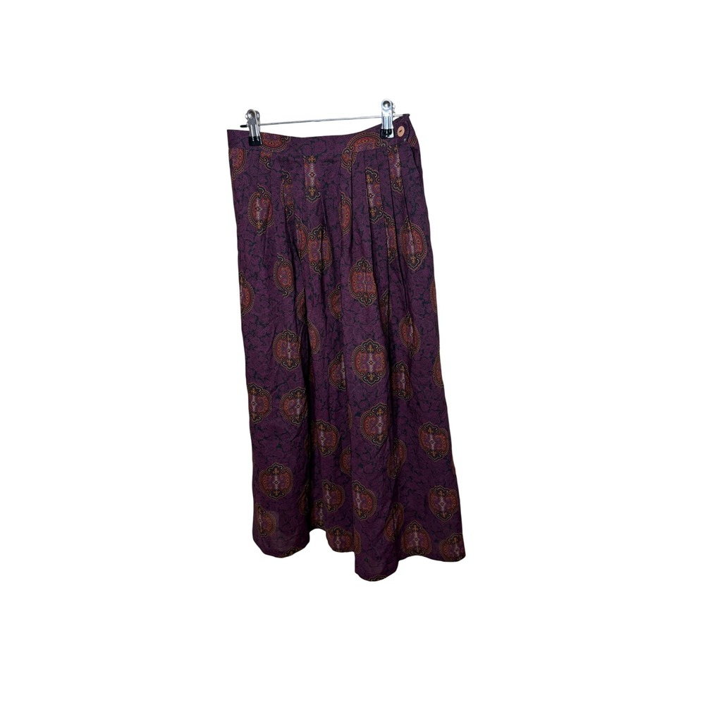 Vintage Talbots Purple Wool Paisley Midi‎ Skirt Made in Ireland High Waist Sz 6
